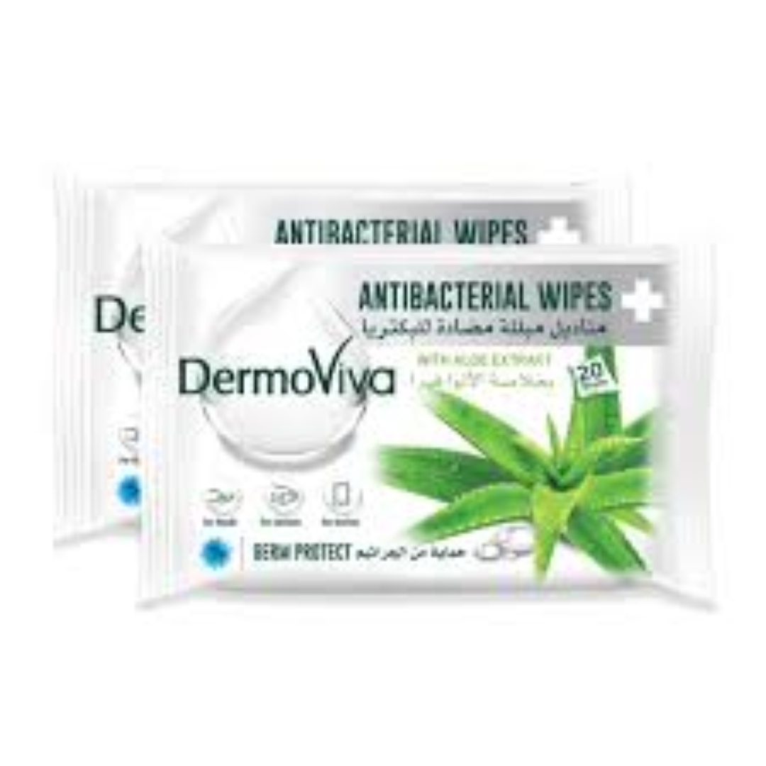 DERMOVIVA ANTI-BACT WIPES ALOE 20PC